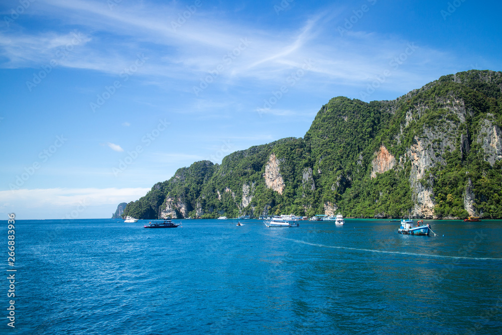 Phi Phi Islands is a famous a vacation spot in Thailand.