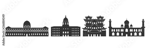 Singapore logo. Isolated Singapore Architecture on white background