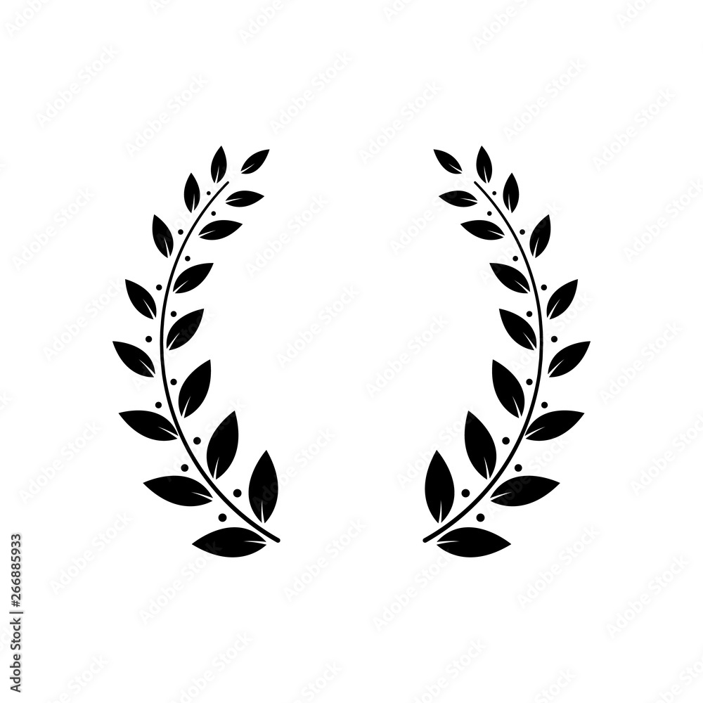 Greek laurel or olive winner award wreath or leaf frame vector isolated on white . Greek laurel or olive winner award wreath or leaf frame vector isolated on white .