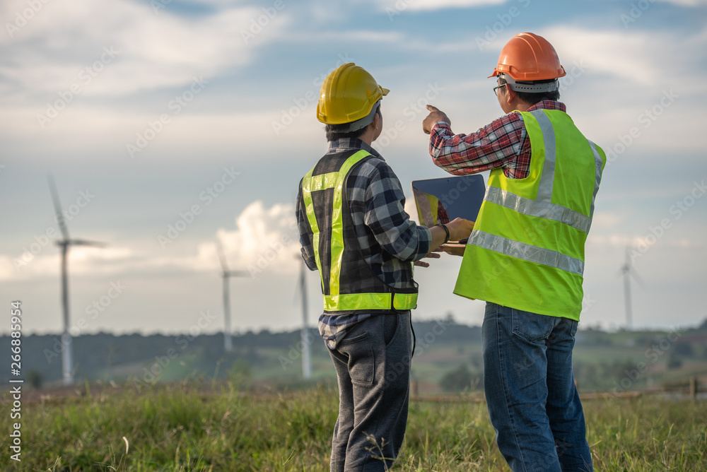 engineer with wind generators power plant construction site engineer with wind generators power plant construction site
