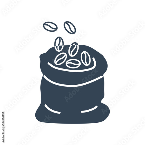 black icon filling bag, sack coffee beans