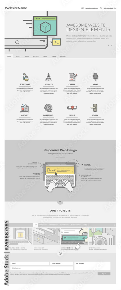 Website template with concept icons Website template with concept icons