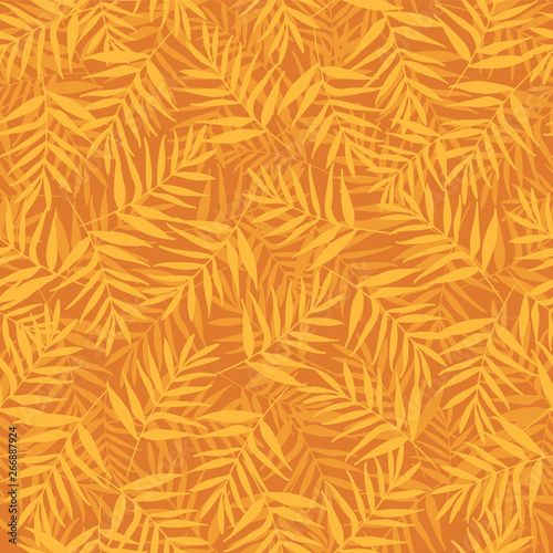 Vector tropical palm leaves seamless pattern background.