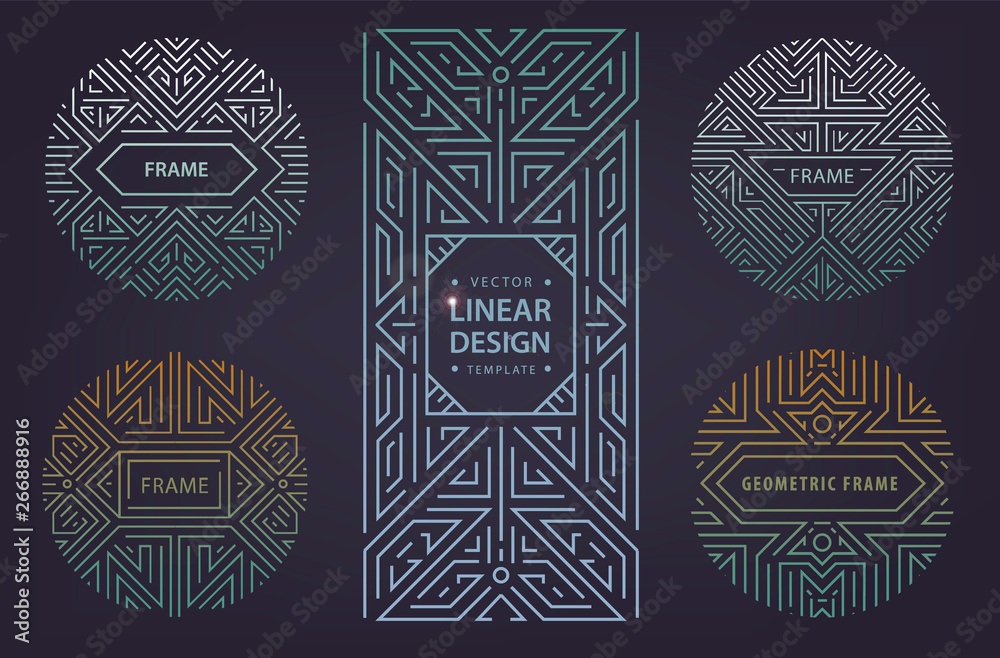Set of art deco borders and frames. Vector abstract monogram geometric frame,  vintage linear silver background. Art deco border. Trendy cover, graphic  poster, gatsby brochure, design Stock Vector | Adobe Stock