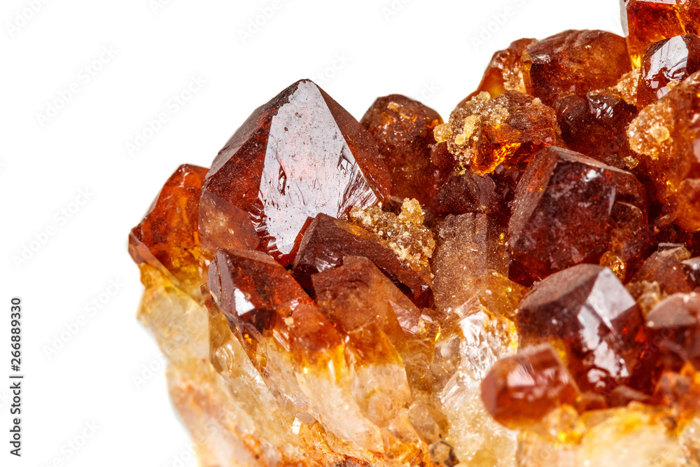Macro mineral stone Citrine on white background Macro mineral stone Citrine on white background