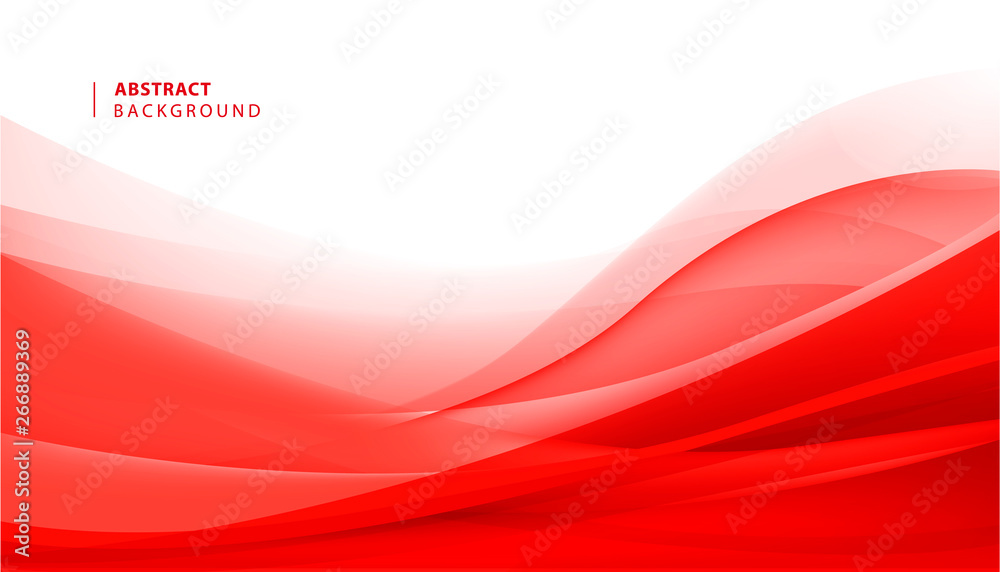 Vector abstract red wavy background. Curve flow motion