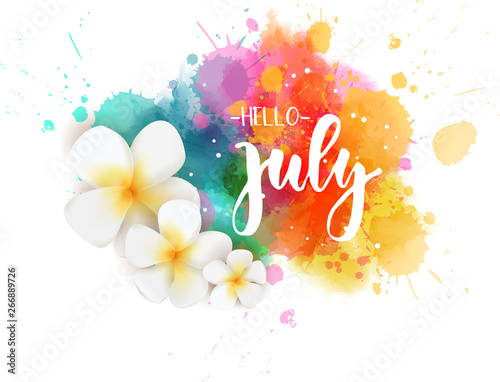 Hello July - floral summer concept background