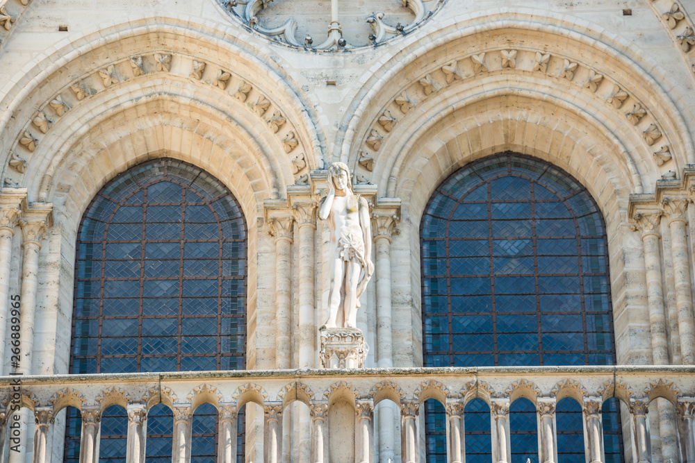 Details on facade of Notre-Dame de Paris