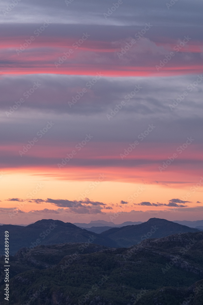 Fototapeta premium Rundemanen Mountain Evening View in Bergen, Hordaland, Norway