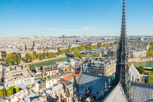 Paris cityscape with aerial architecture
