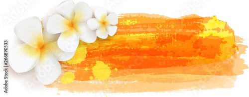 Brushed backgrounds with flowers. Orange colored.