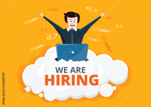 Business hiring and recruiting concept banner background. We are Hiring design template - Vector illustration
