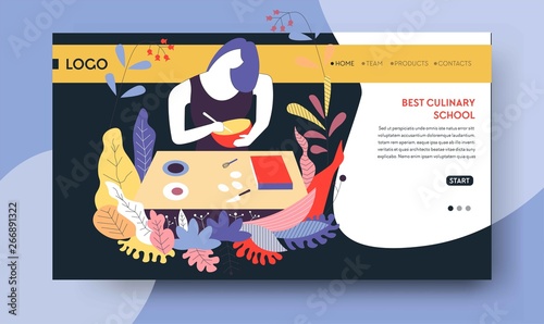 Culinary school or cooking classes online lessons web page template