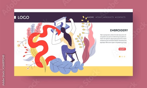 Embroidery hobby online learning web page template