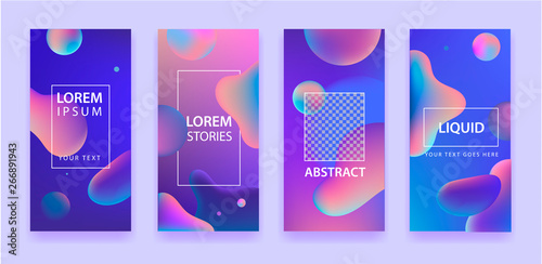 Vector set of abstract mobile app template with liquid shapes. Banners, presentation, web, flyer, poster, invitation fluid design with text frames