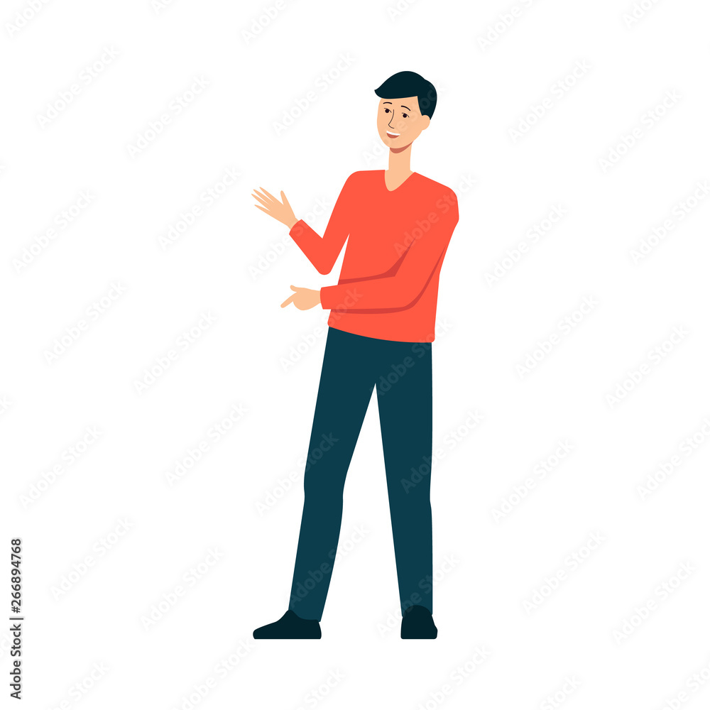 Communicating and supporting dialogue man flat vector illustration isolated. Communicating and supporting dialogue man flat vector illustration isolated.