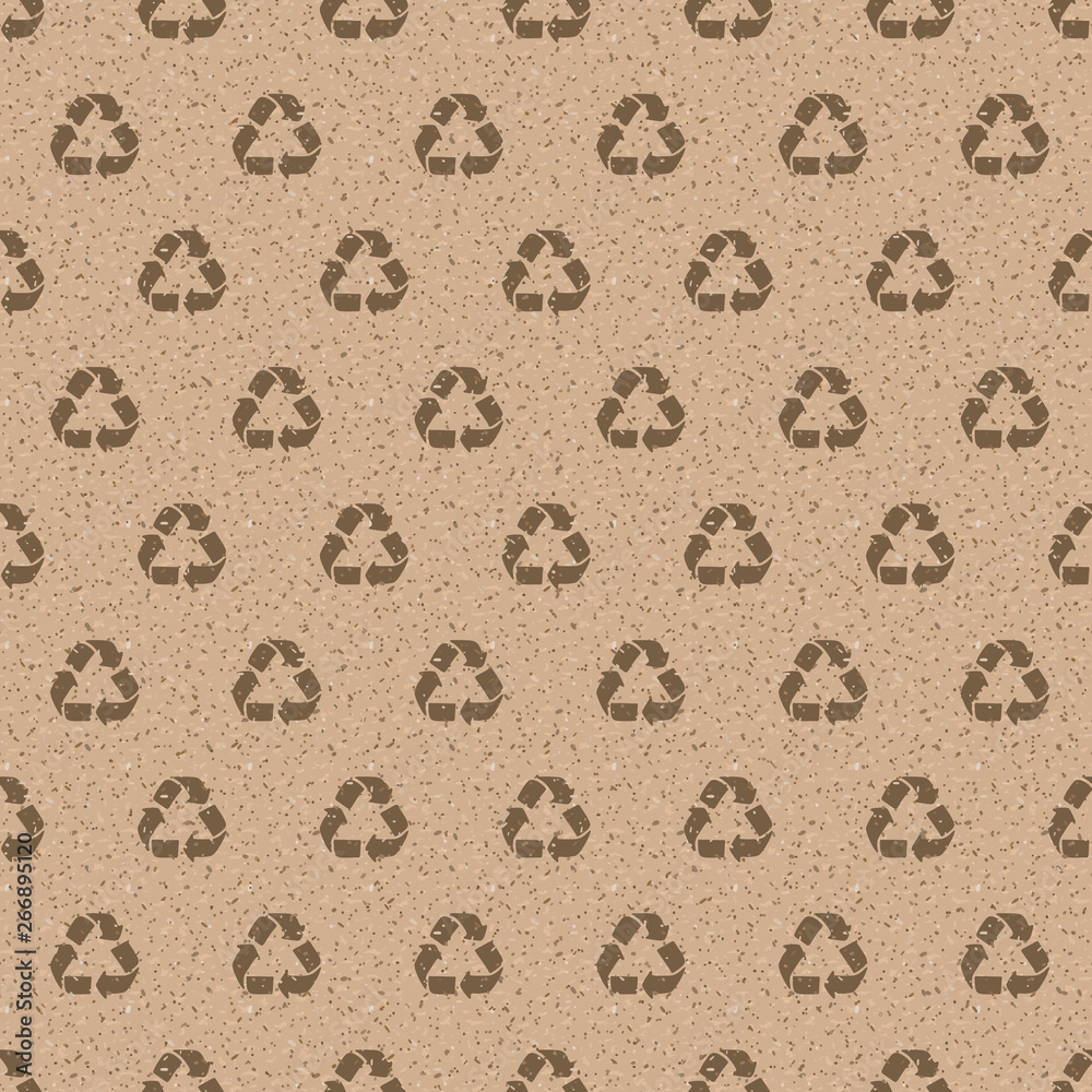 Recycling Pattern. Endless Background on Nature Paper. Seamless. Recycling Pattern. Endless Background on Nature Paper. Seamless.