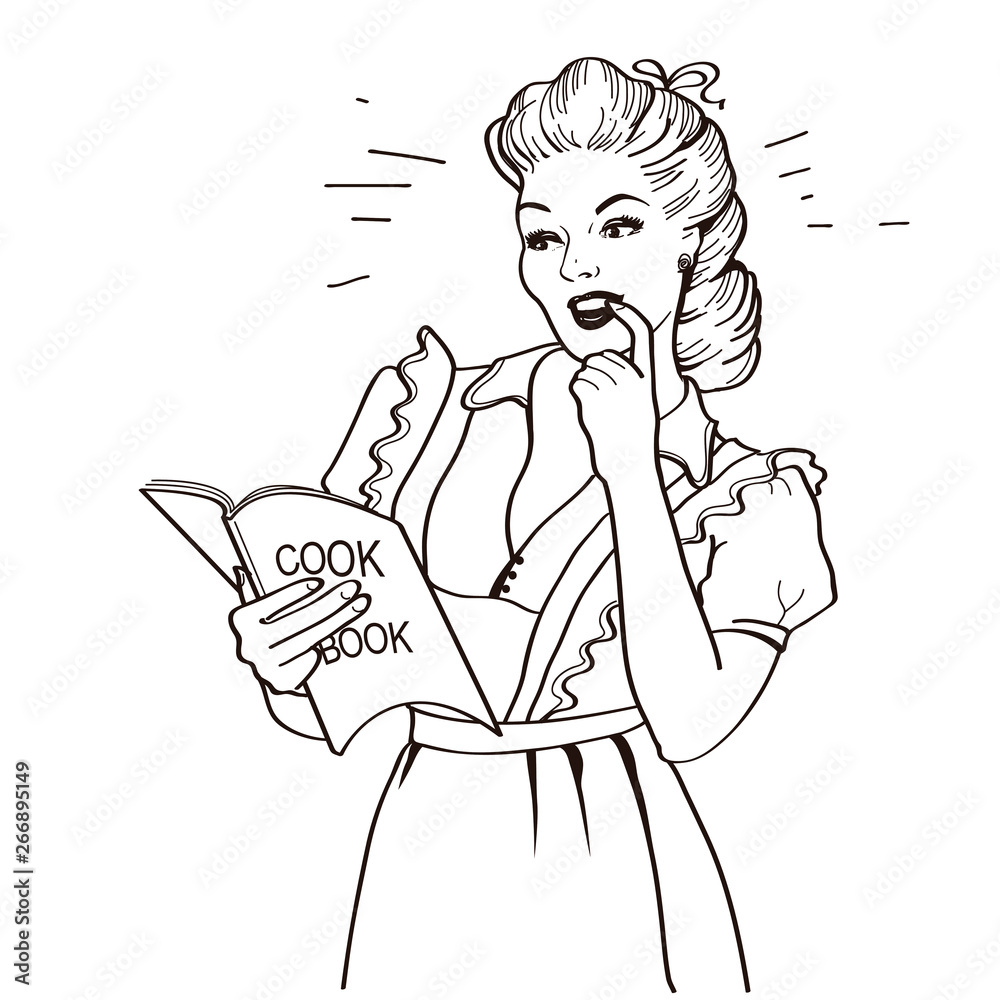 Retro smiling housewife .Vector pop art illustration Retro smiling housewife .Vector pop art illustration
