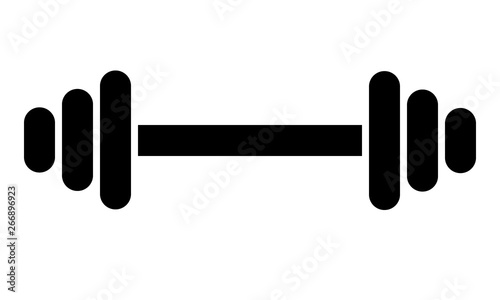 Black Dumbbell icon for your design. Bumbbell silhouette isolated. Vector illustration.
