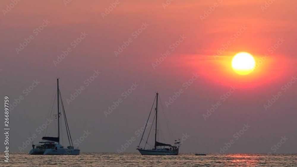 The yacht sails on the sea at sunset Thailand The yacht sails on the sea at sunset Thailand