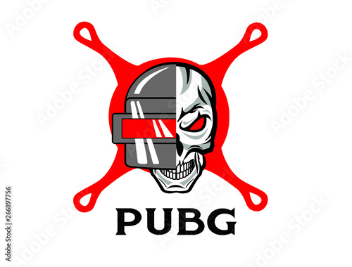 PUBG - PlayerUnknowns Battlegrounds Game. Vector helmet from Playerunknown's Battleground. Cartoon illustration