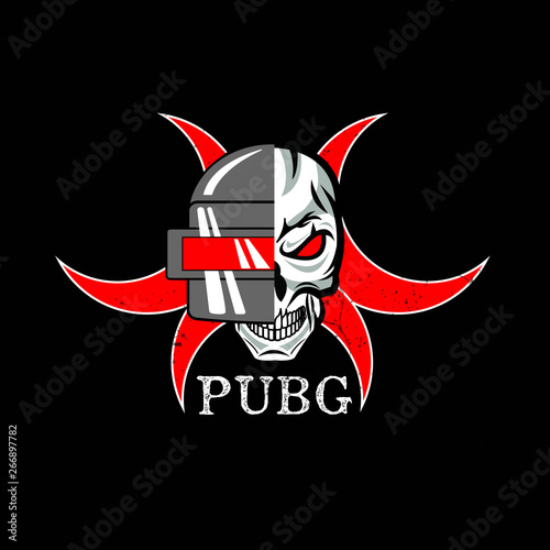 PUBG - PlayerUnknowns Battlegrounds Game. Vector helmet from Playerunknown's Battleground. Cartoon illustration