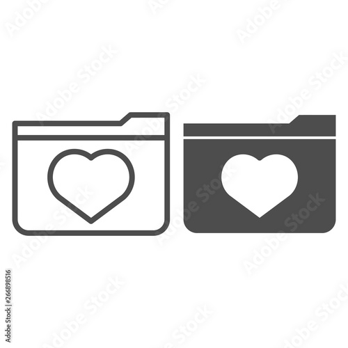 Favourites line and glyph icon. File folder with heart vector illustration isolated on white. Computer folder outline style design, designed for web and app. Eps 10.