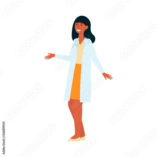 Female doctor weared gown in hospital or medicine forum vector isolated on white.