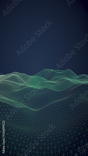 Abstract landscape background. Cyberspace purple grid. hi tech network. 3D illustration