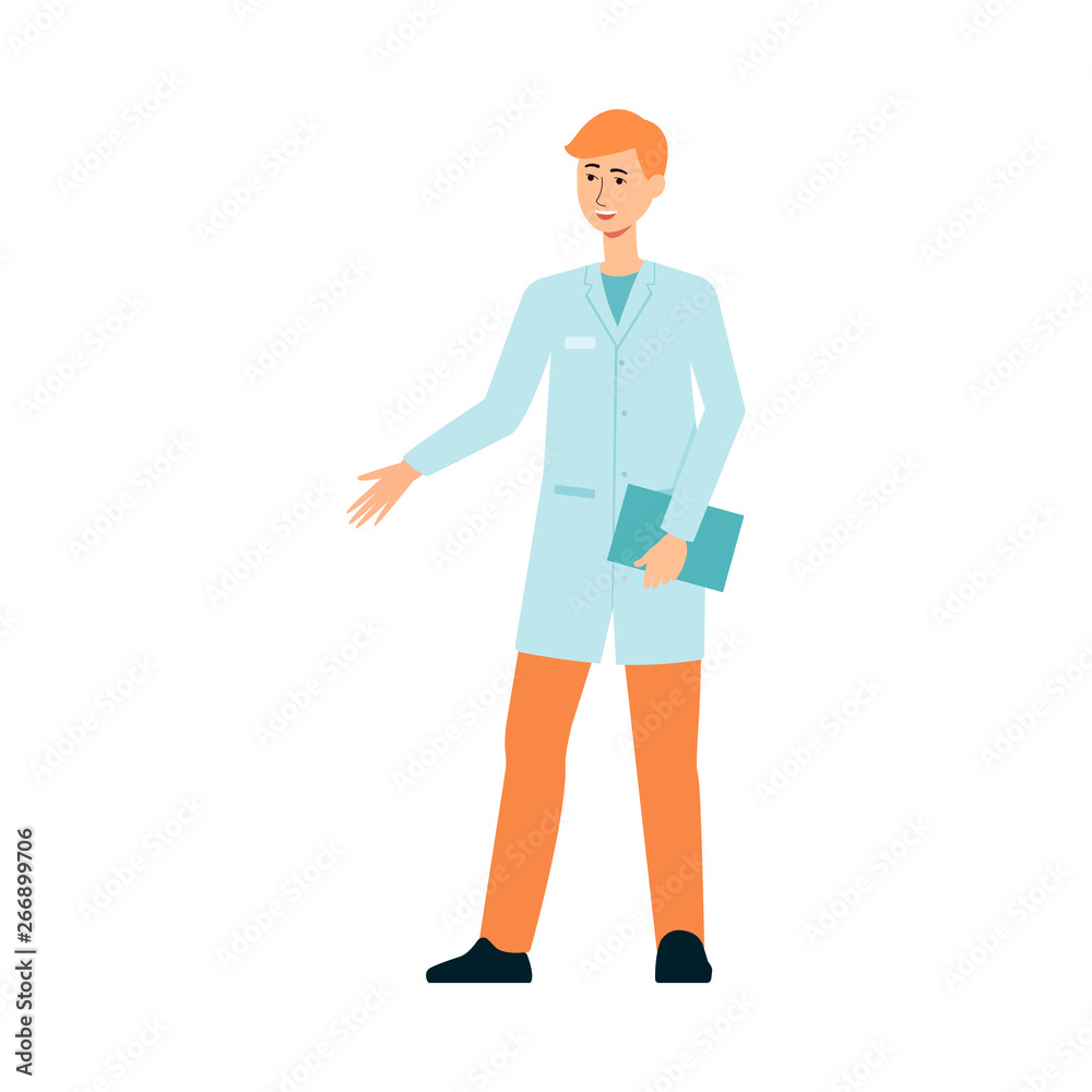 Male doctor weared gown in hospital or medicine forum vector isolated on white. Male doctor weared gown in hospital or medicine forum vector isolated on white.
