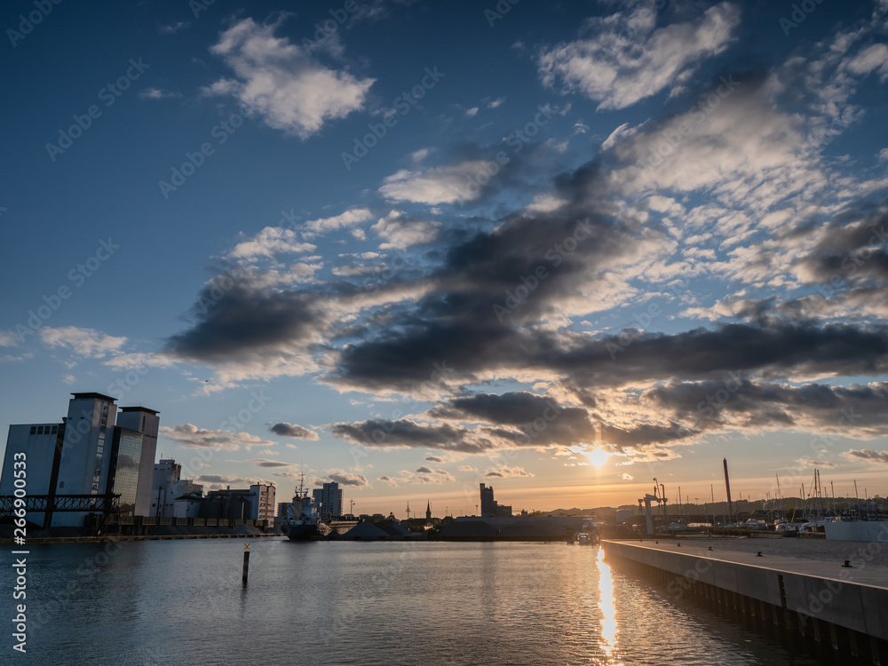 Fototapeta premium Vejle harbor at sunset, Denmark