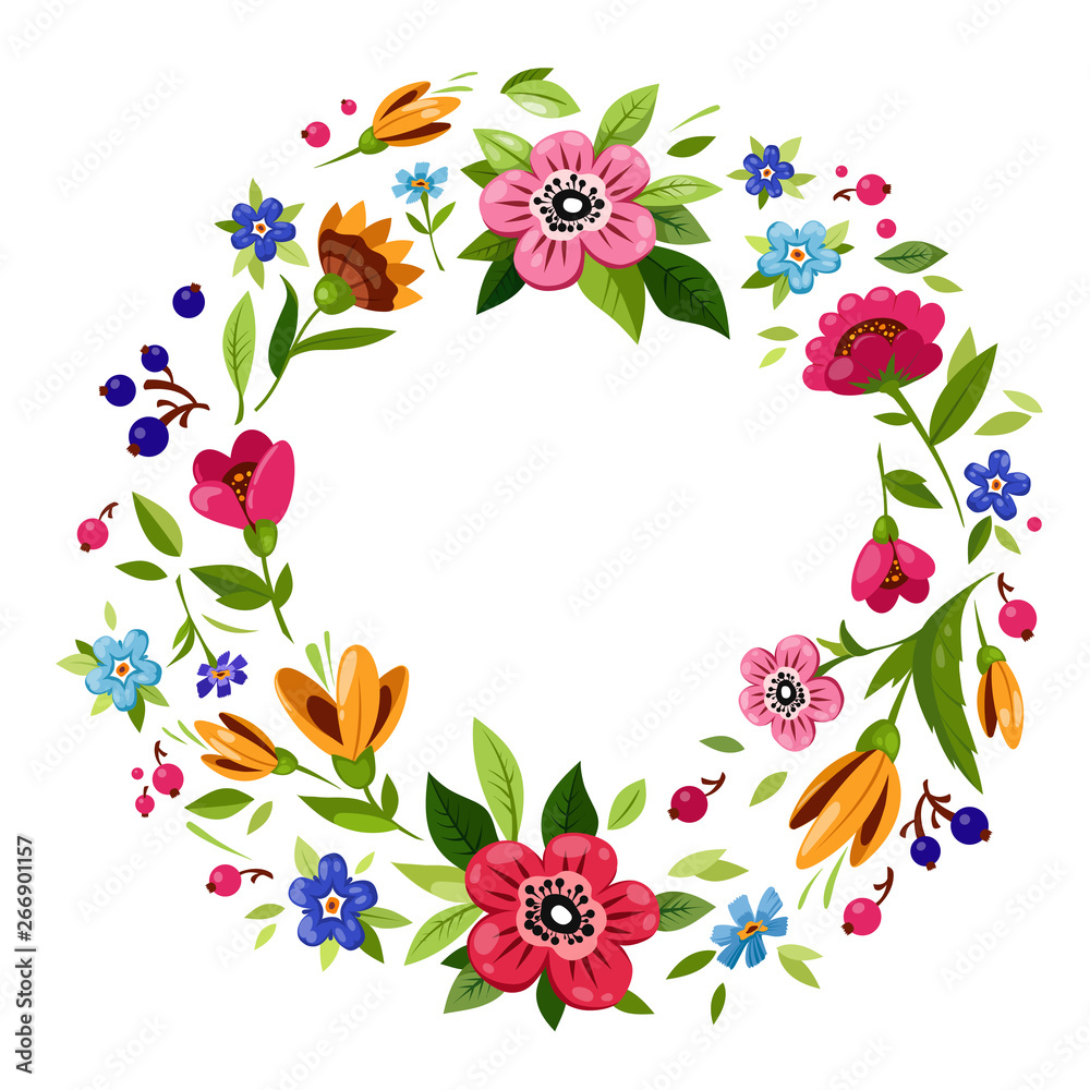 Vector flower frame. Template for greeting card