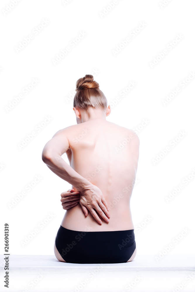 Back of beautiful nude woman on white background Back of beautiful nude woman on white background