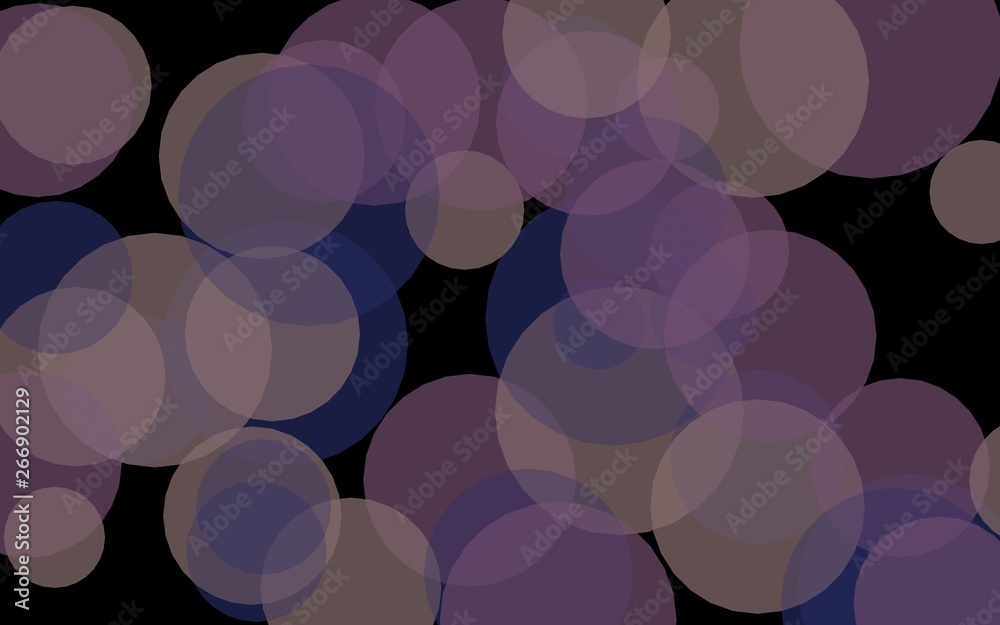 Gray translucent circles on a dark background. Gray tones. 3D illustration Gray translucent circles on a dark background. Gray tones. 3D illustration