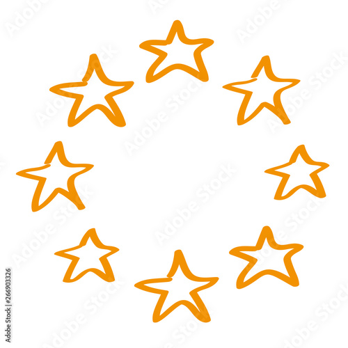 Handgezeichnete Sterne im Kreis in orange