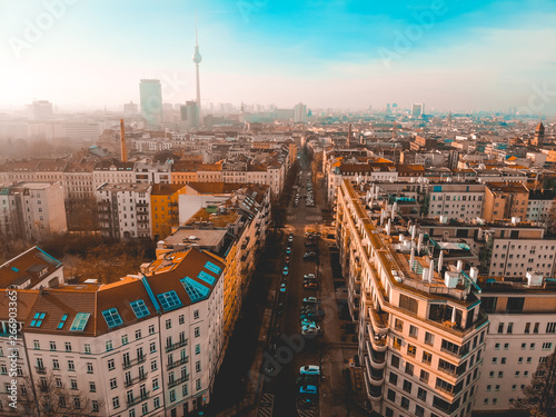 beautiful alley from the bird view in a german city with stunning overview