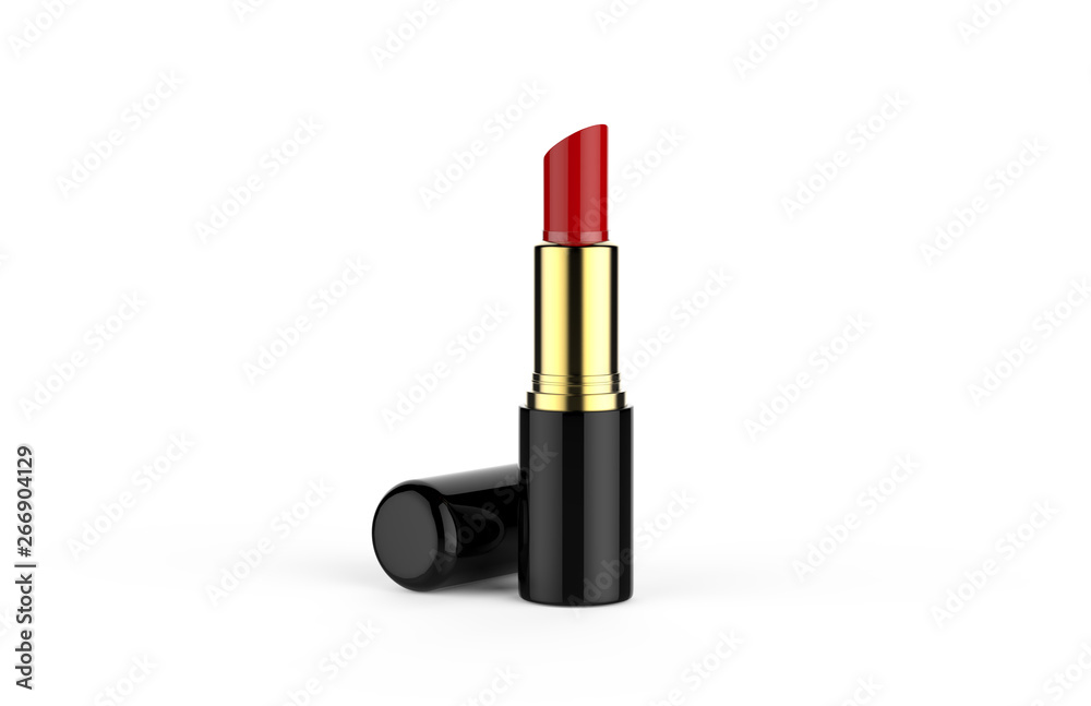 Lipstick mock up template on isolated white background, ready for your design presentation, 3d illustration Lipstick mock up template on isolated white background, ready for your design presentation, 3d illustration