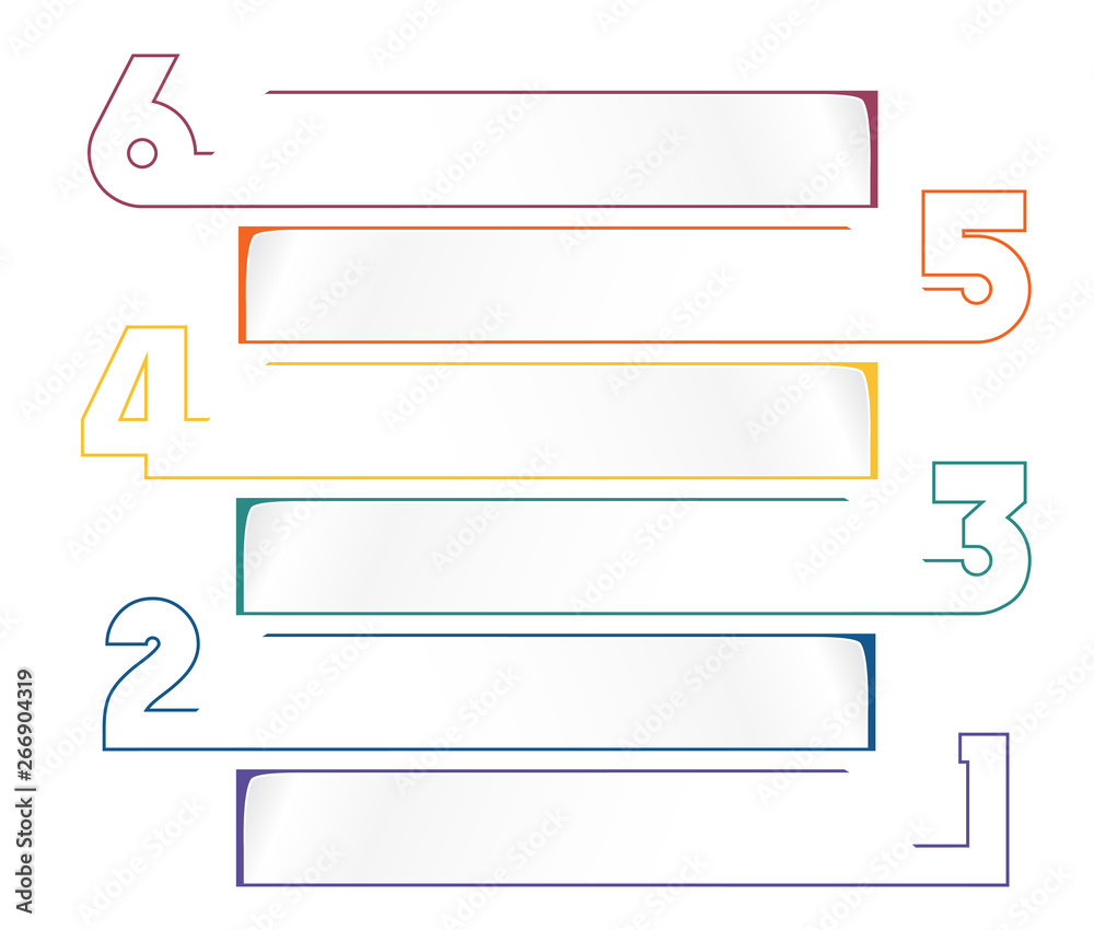 Universal infographic template for projects on white background 6 positions Universal infographic template for projects on white background 6 positions