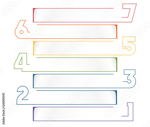 Universal infographic template for projects on white background 7 positions