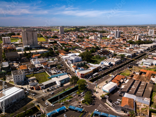 Aerial View of Franca city  Sao Paulo state. Brazil. March  2019