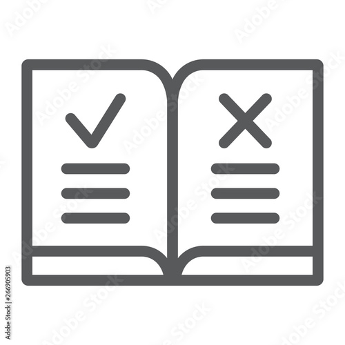 Law book line icon, justice and law, rules book sign, vector graphics, a linear pattern on a white background.