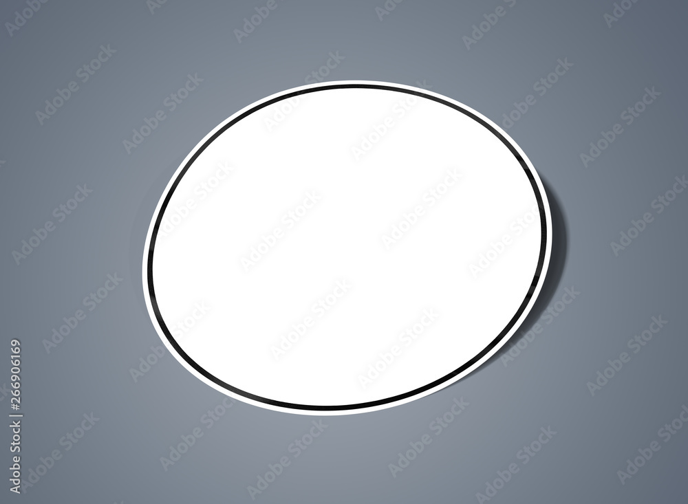 Rounded shaped sticker mockup isolated on grey 3D rendering Rounded shaped sticker mockup isolated on grey 3D rendering