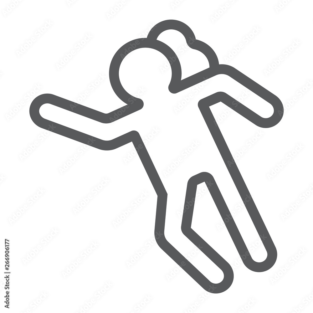 Crime scene line icon, accident and murder, victim sign, vector graphics, a linear pattern on a white background. Crime scene line icon, accident and murder, victim sign, vector graphics, a linear pattern on a white background.