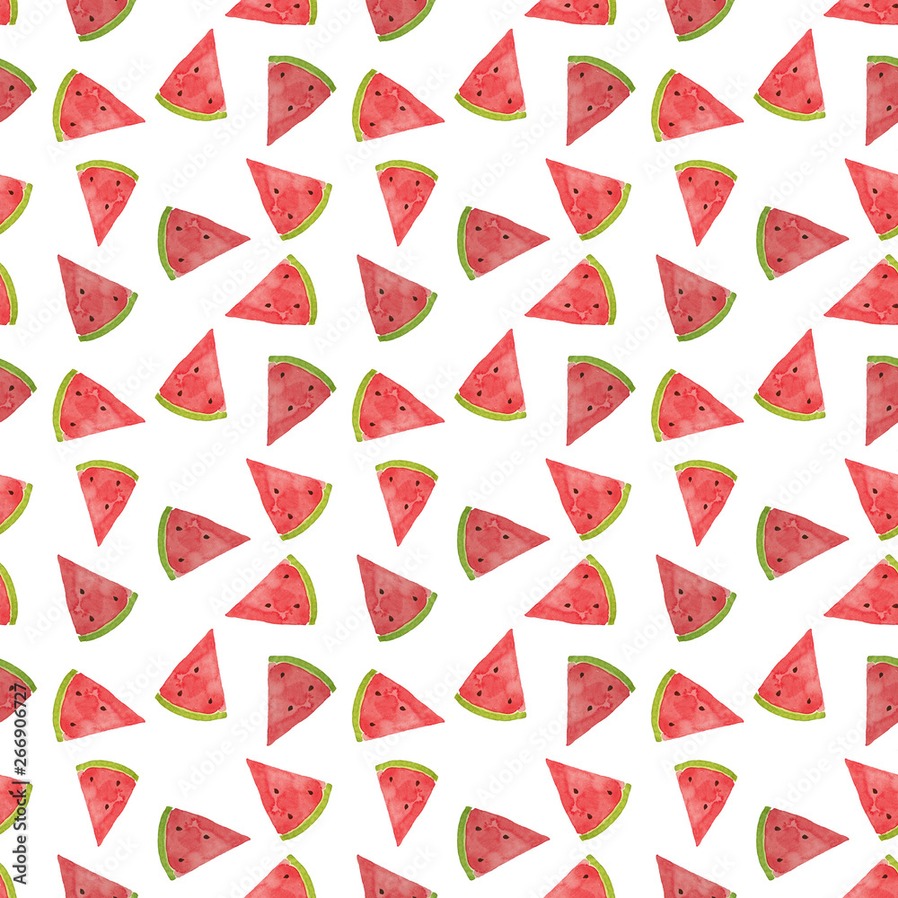 Hand drawn watercolor watermelon pattern. Summer illustration. Watermelon design element, template for summer background. Hand drawn watercolor watermelon pattern. Summer illustration. Watermelon design element, template for summer background.
