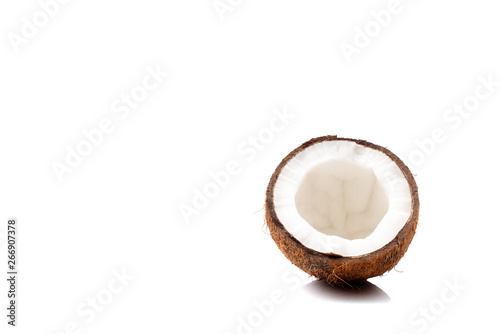 Half of coconut isolated on white background
