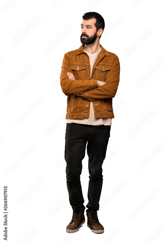 Handsome man with beard portrait over isolated white background Handsome man with beard portrait over isolated white background