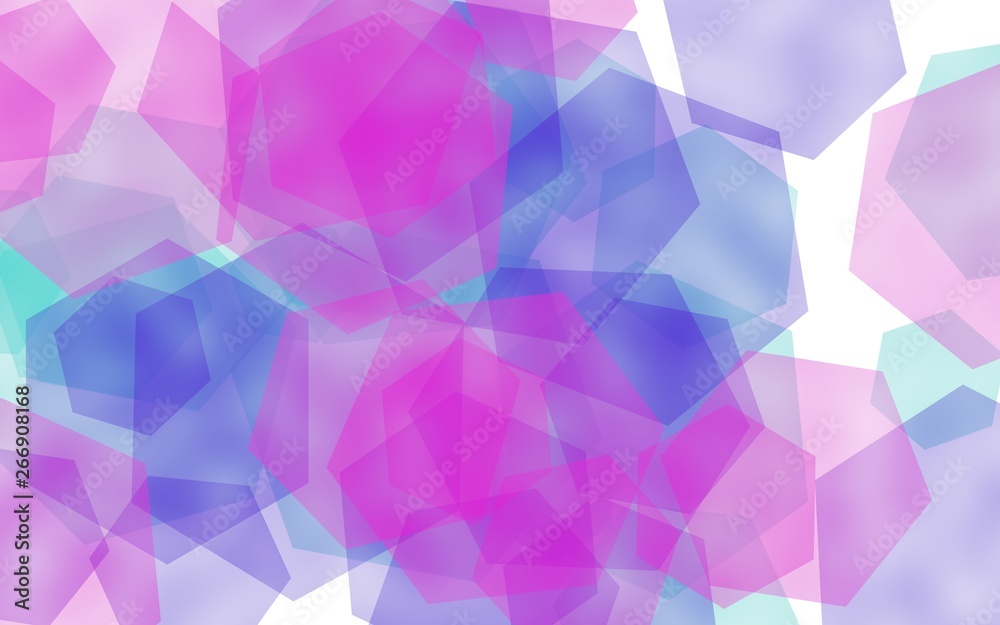 Multicolored translucent hexagons on white background. Red tones. 3D illustration Multicolored translucent hexagons on white background. Red tones. 3D illustration