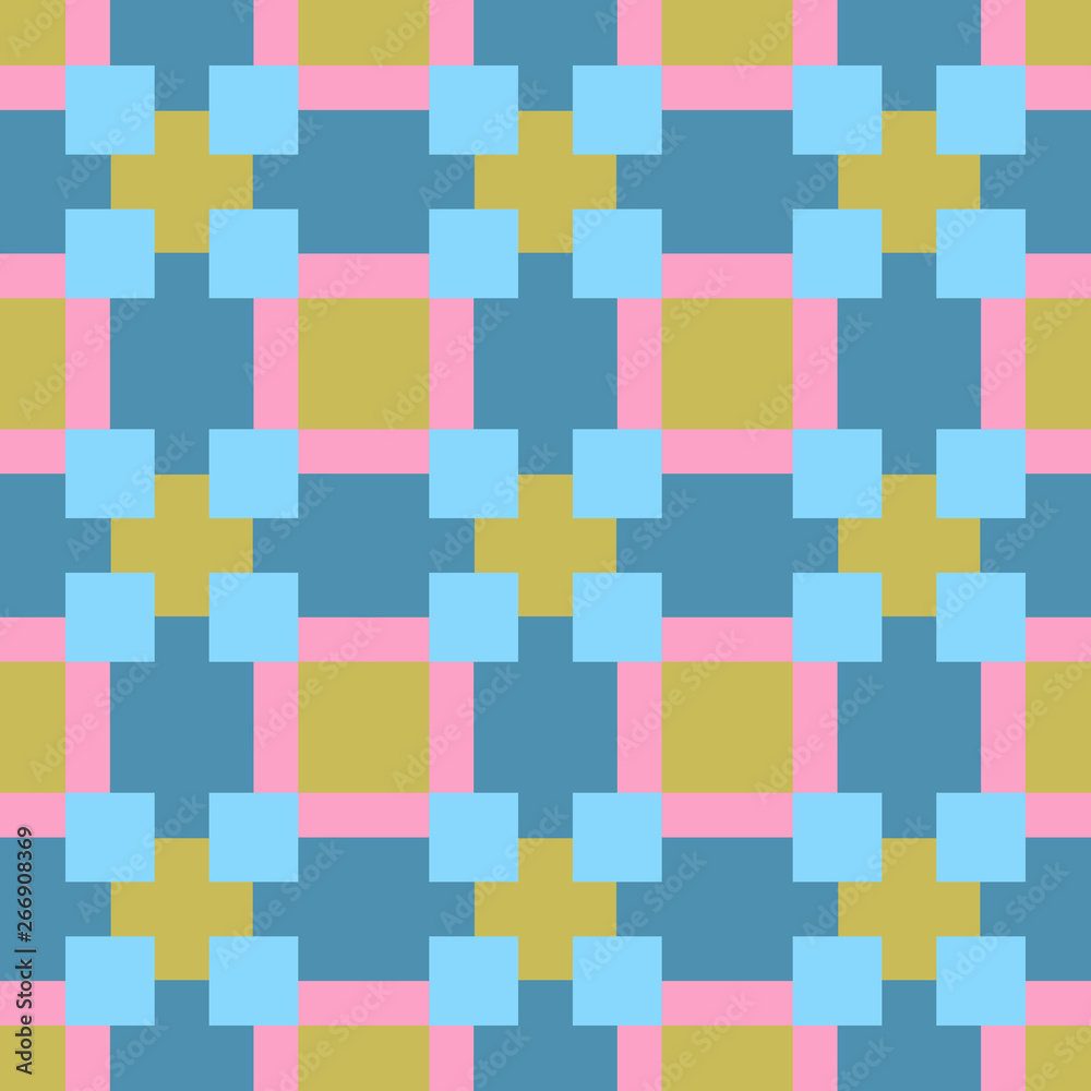 Abstract seamless pattern with squares and crosses. Colorful vector background EPS10 Abstract seamless pattern with squares and crosses. Colorful vector background EPS10