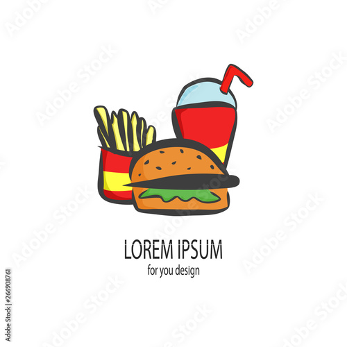 fast food on isolated background - Fast food. Flat design. Vector Illustration