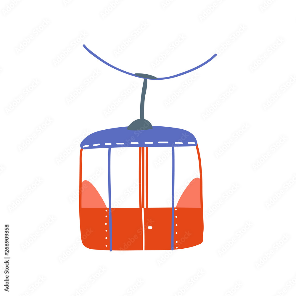 Cable Car, Red Ropeway Cabin Cartoon Vector Illustration Stock Vector ...
